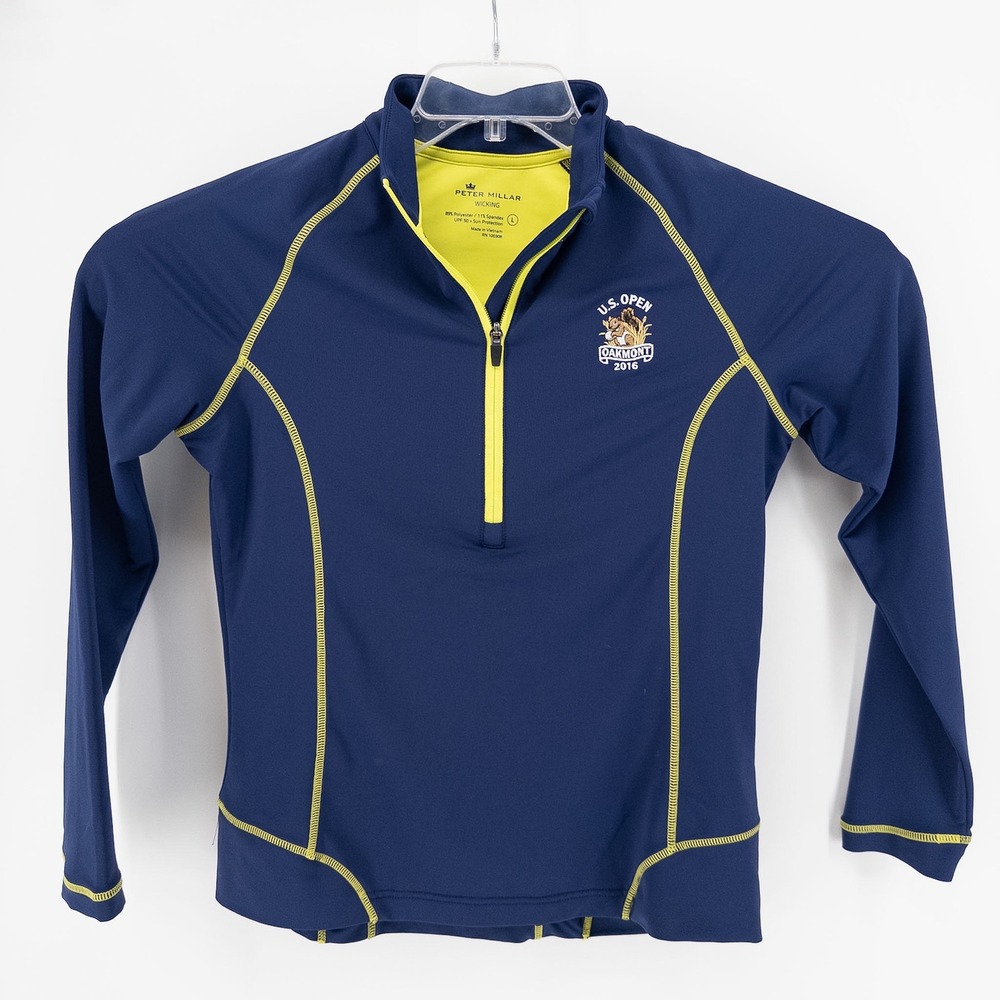 Peter Millar Womens Large 1/4 Zip Pullover Navy Blue 2016 US Open Oakmont 🐿️ - Picture 2 of 7